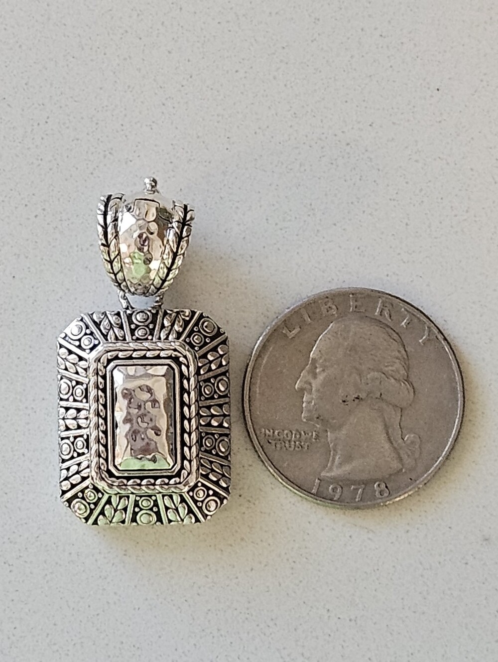 JAI John Hardy Signature Sterling Silver Rectangular Enhancer Pendant - Picture 4 of 5